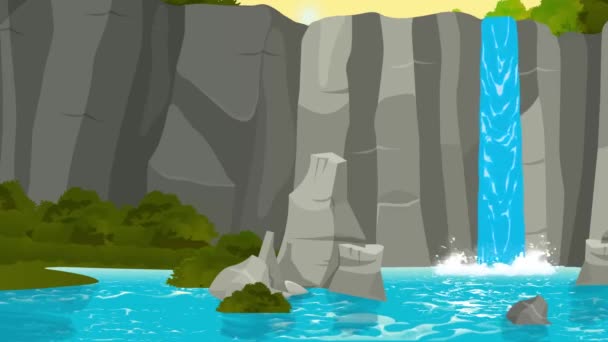 Cachoeiras Lagoa Rochas Penhasco — Vídeo de Stock