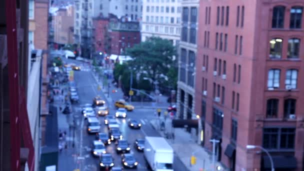 New York Taxi Hytterna Gatutrafik — Stockvideo