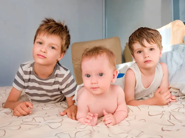 Broers en zus achtergrond. Gelukkige familie concept. Prachtige kinderen. — Stockfoto