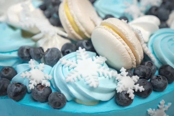 Bunten Leckeren Kuchen Mit Marshmallows Und Bonbons Winter Cupcakes Kekse — Stockfoto