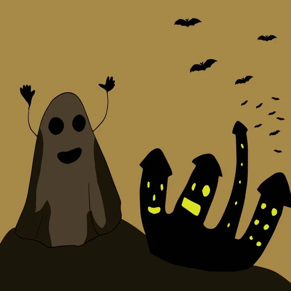 Помаранчева листівка Happy Halloween — стоковий вектор