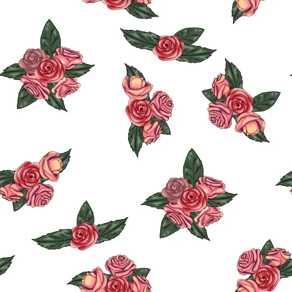 Seamless pattern with painted roses — Stock Photo, Image