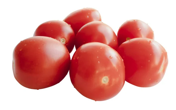 Pomodori rossi appena lavati isolati su sfondo bianco — Foto Stock