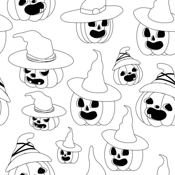 Halloween blue festive seamless pattern. Endless background balloons with scary face, bats, ghosts. Seamless pattern with orange and black halloween balloons. Halloween decorations concept pattern — Stock Vector