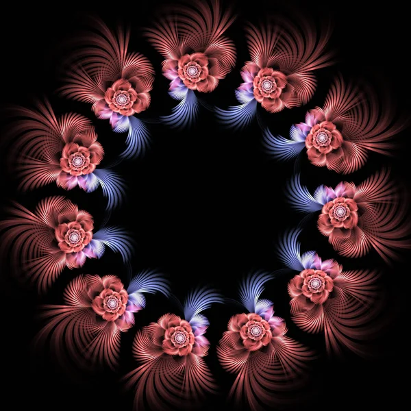 Abstrakcja Fraktal Tło Girlanda Kwiatów Komputerowo Generowane Ilustracja — Zdjęcie stockowe