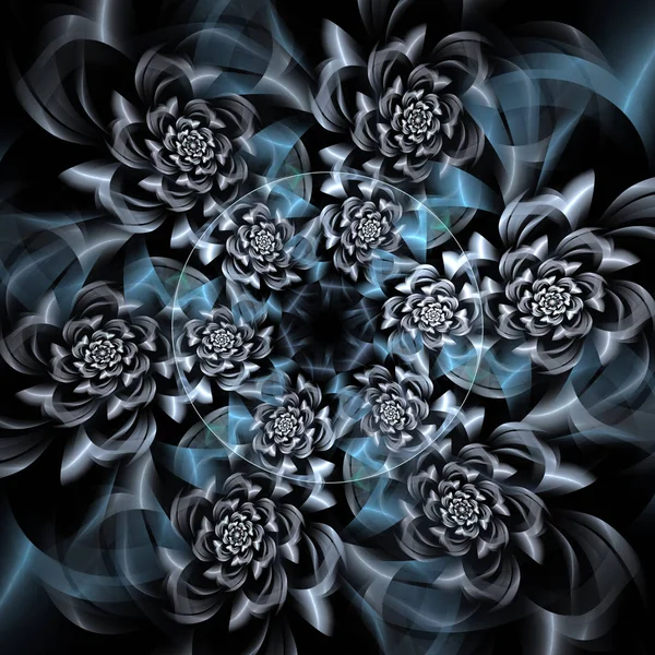 Abstracte Fractal Achtergrond Garland Van Bloemen Computer Gegenereerde Illustratie — Stockfoto