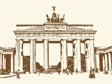 Vektör çizimi Brandenburg Kapısı, Berlin, Almanya.