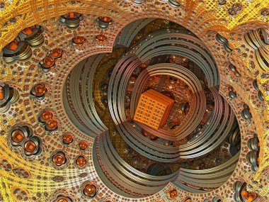 Soyut fraktal arkaplan, bilgisayar tarafından oluşturulan 3B illüstrasyon.