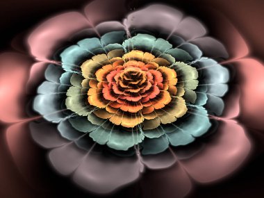 Fraktal çiçek, soyut bilgisayar tarafından oluşturulan illüstrasyon.