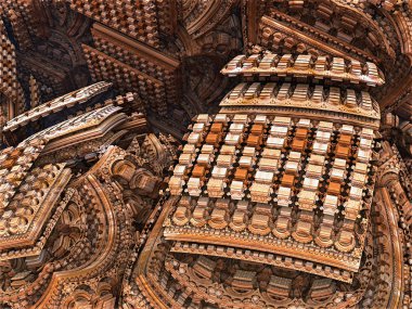 Soyut fraktal arkaplan, bilgisayar tarafından oluşturulan 3B illüstrasyon.