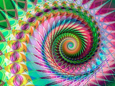 Soyut fraktal spiral arkaplan, bilgisayar tarafından oluşturulan illüstrasyon.