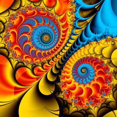 Soyut fraktal spiral arkaplan, bilgisayar tarafından oluşturulan illüstrasyon.