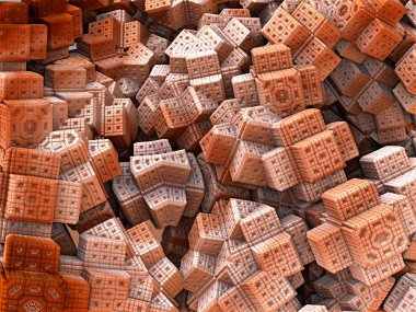 Soyut fraktal arkaplan, bilgisayar tarafından oluşturulan 3B illüstrasyon.