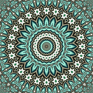 Soyut fraktal mandala, bilgisayar tarafından oluşturulan illüstrasyon.