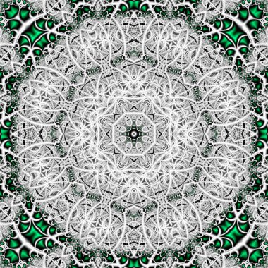 Soyut fraktal mandala, bilgisayar tarafından oluşturulan illüstrasyon.