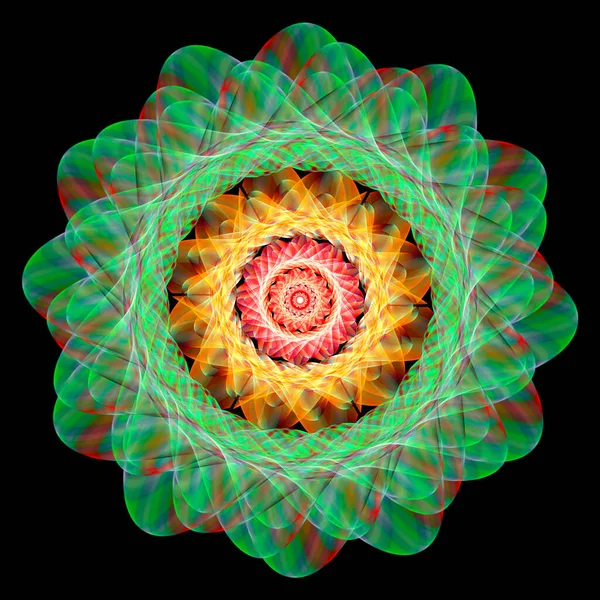 Abstraktní Fraktální Mandala Počítačová Ilustrace — Stock fotografie