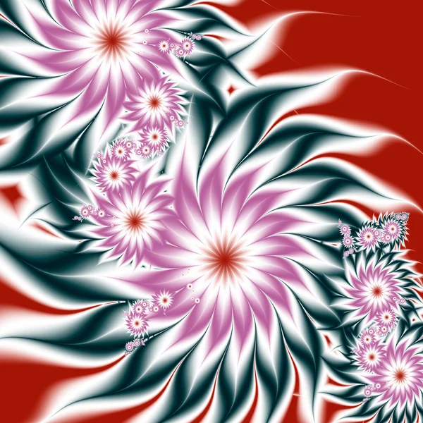 Streszczenie Fraktalnego Tła Kwiatu Ilustracja Generowana Komputerowo — Zdjęcie stockowe