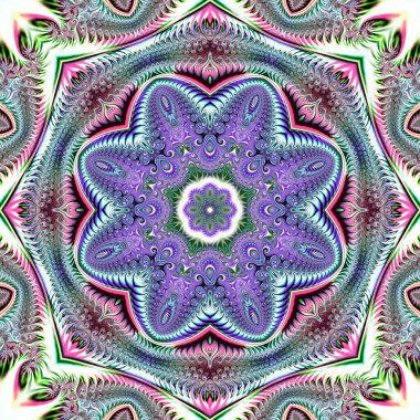 Soyut fraktal mandala, bilgisayar tarafından oluşturulan illüstrasyon.