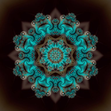 Soyut fraktal mandala, bilgisayar tarafından oluşturulan illüstrasyon.