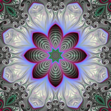 Soyut fraktal mandala, bilgisayar tarafından oluşturulan illüstrasyon.