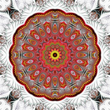 Soyut fraktal mandala, bilgisayar tarafından oluşturulan illüstrasyon.