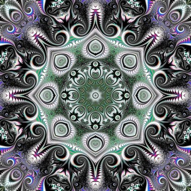 Soyut fraktal mandala, bilgisayar tarafından oluşturulan illüstrasyon.