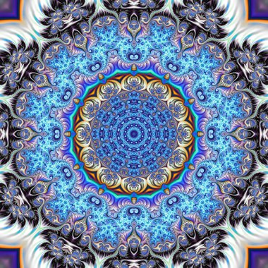 Soyut fraktal mandala, bilgisayar tarafından oluşturulan illüstrasyon.