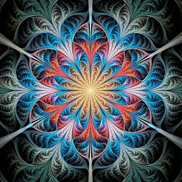 Soyut fraktal mandala, bilgisayar tarafından oluşturulan illüstrasyon.