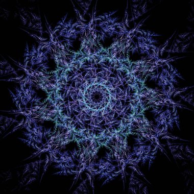 Soyut fraktal mandala, bilgisayar tarafından oluşturulan illüstrasyon.