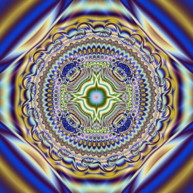 Soyut fraktal mandala, bilgisayar tarafından oluşturulan illüstrasyon.