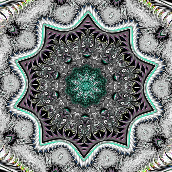Mandala Fractal Abstrait Illustration Générée Par Ordinateur — Photo