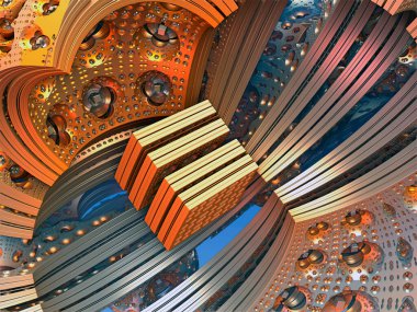 Soyut fraktal arkaplan, bilgisayar tarafından oluşturulan 3B illüstrasyon.