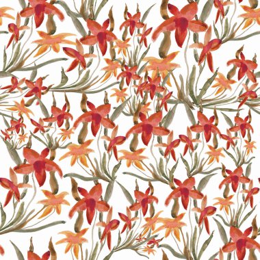 Nergis suluboya seamless modeli, el boya boyalı. Kumaş, kumaş, dekor için baskı. Çiçekli duvar kağıdı.