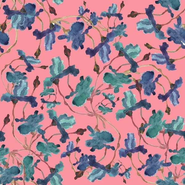 Iris Nahtlose Muster Handgezeichnete Aquarell Botanische Illustration Tapete Stoff Geschenkdesign — Stockfoto
