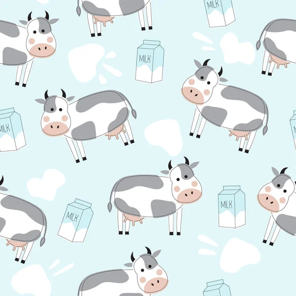 Vacas Patrón Sin Costura Ilustración Simple Vector — Vector de stock