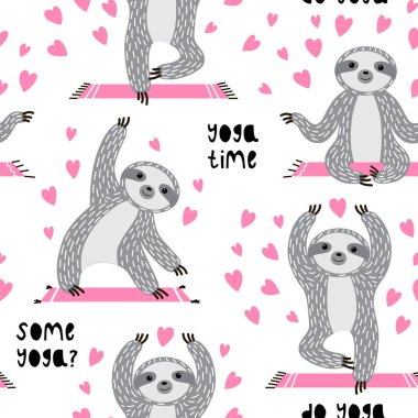 Tatlı, pürüzsüz desenli, asanalı şirin tembel hayvanlar. Parmak izi, ambalaj kağıdı, hediye kutusu, giysi için uygun.