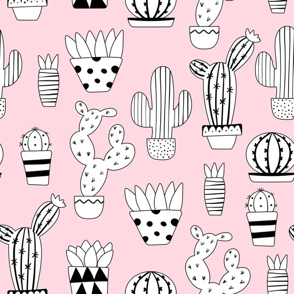 Mooie Roze Cactus Een Achtergrond Van Witte Strepen Vectorillustratie — Stockvector
