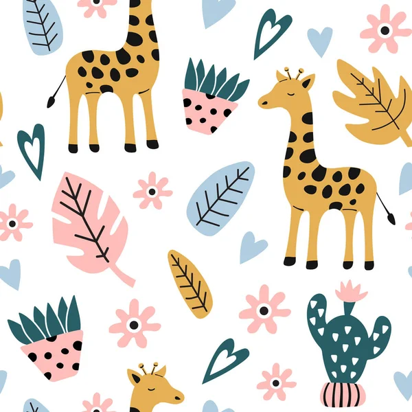 Padrão Infantil Sem Costura Com Girafa Textura Criativa Para Tecido —  Vetores de Stock