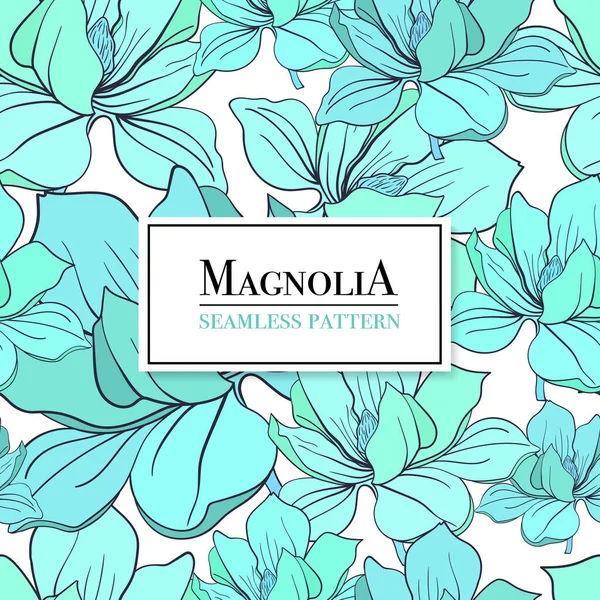 Seamless Pattern With Turquoise Flowers Blue Magnolia Vector Illustration Suitable For Printing On Fabric Clothing Textiles Wallpaper Paper Stock Images Page Everypixel