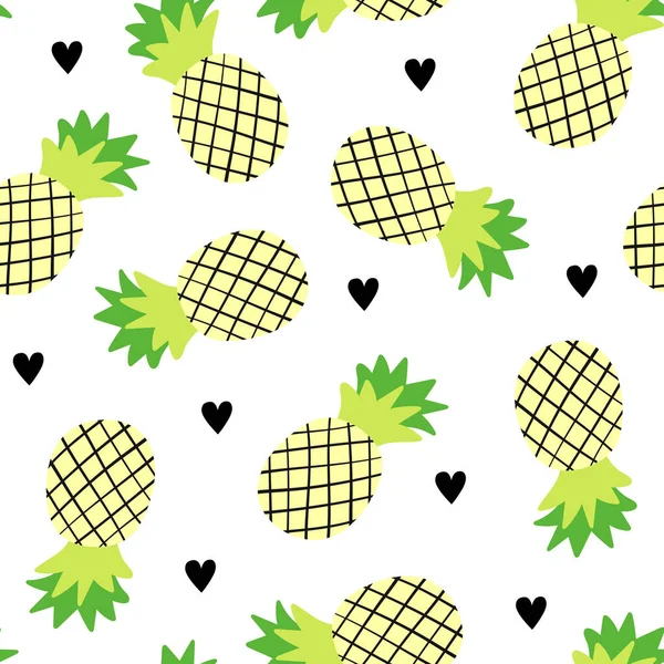 Modello Senza Cuciture Pinapple Sfondo Bianco Illustrazione Tropicale Vettoriale — Vettoriale Stock