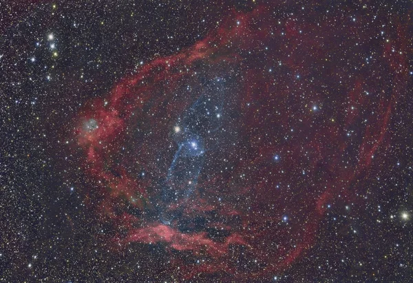 Sh2 129 Latający Nietoperz Mgławica Ou4 Squid Mgławica Sfotografowana Teleskopu — Zdjęcie stockowe