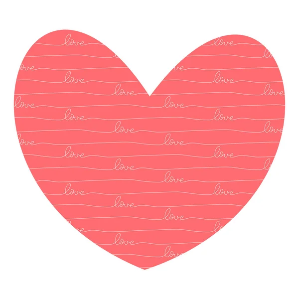Большая Форма Сердца Тонкой Линией Сценария Любовь Внутри День Святого — стоковый вектор
