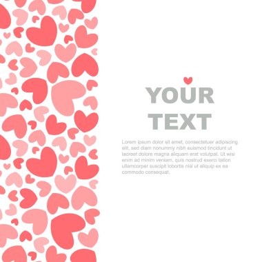 Pembe kalpler, Sevgililer günü için kartı veya banner şablon şekil. İzole vektör. 