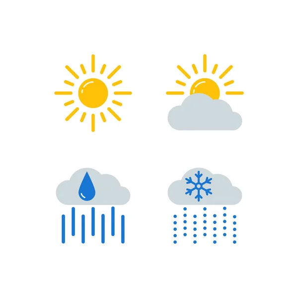 Previsioni meteo icone vettoriali impostate — Vettoriale Stock