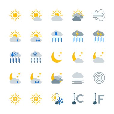 Hava tahmini vector Icons set