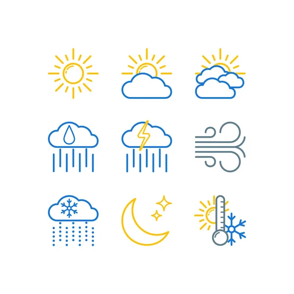 Weather forecast vector icons set — Stock Vector