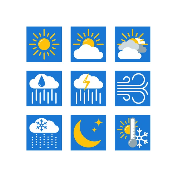 Previsioni meteo icone vettoriali impostate — Vettoriale Stock