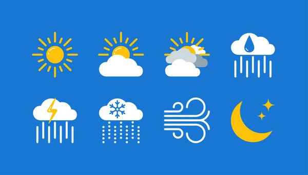 Previsioni meteo icone vettoriali impostate — Vettoriale Stock