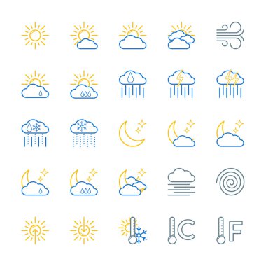 Hava tahmini vector Icons set