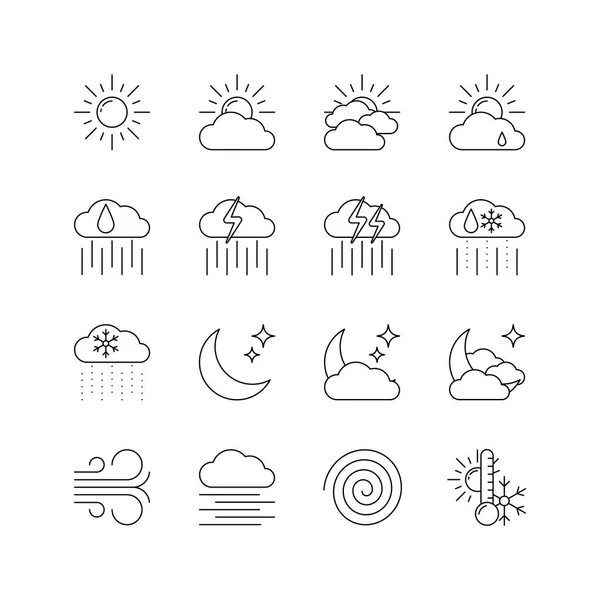 Previsioni meteo icone vettoriali impostate — Vettoriale Stock